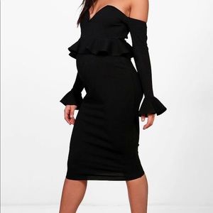 Black peplum off the shoulder